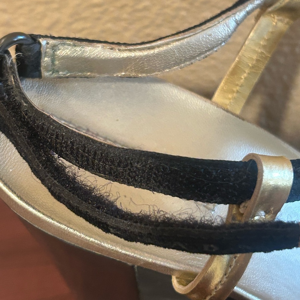 Prada Black and Gold Wedge Sandals - Picture 4 of 6